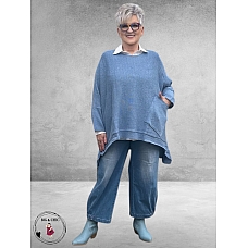 AKH Trui Katoen met Zak  Jeansblauw